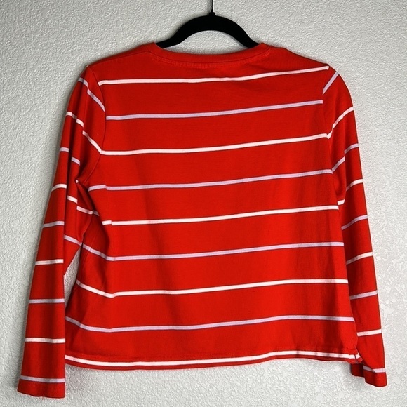 Banana Republic Orange & White Striped Cropped Long Sleeve Top Size Small - Picture 4 of 6